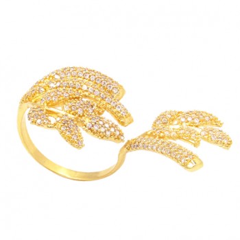 Anel folhas todo cravejado com zirconia cristal. 1415230