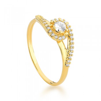 Anel solitario 3,5mm laterais com movimento zirconia cristal. 1415330