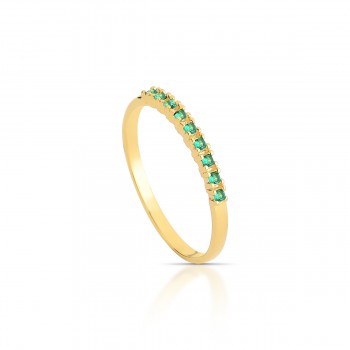 Anel meia alianca fina zirconia verde esmeralda. 1415358