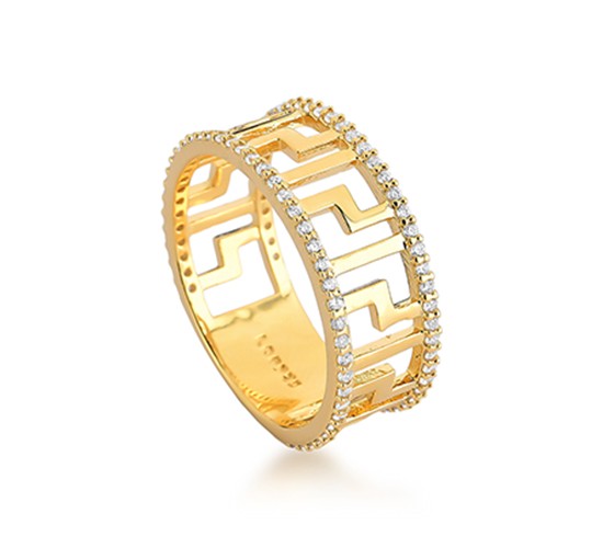 Anel grego vazado com zirconia cristal nas laterais, 1415360