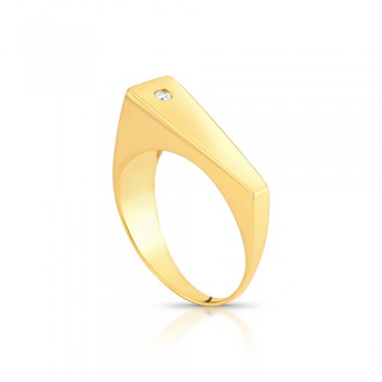 Anel reto lateral mail com zirconia cristal. 1415410