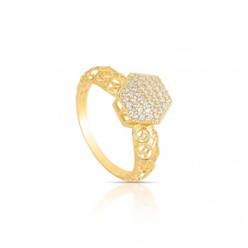 Anel chuveiro sextavado 10mm zirconia cristal, todo vazado na lateral. 1415420
