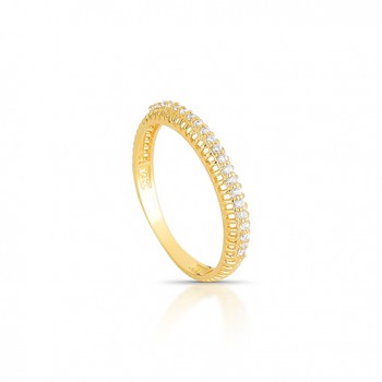 Anel meia aliança vazada e zirconia cristal. 1415490