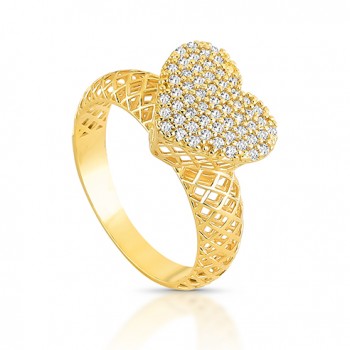 Anel chuveiro coração 12mm com zirconia cristal e lateral vazada. 1415520 Anel chuveiro coração 12mm com zirconia cristal e lateral vazada. 1415520