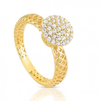 Anel chuveiro redondo 10mm com zirconia cristal e vazado na lateral. 1415530