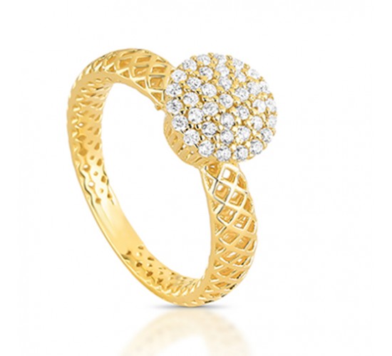 Anel chuveiro redondo 10mm com zirconia cristal e vazado na lateral. 1415530