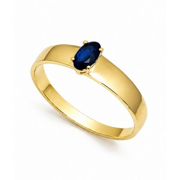 Anel solitario pedra azul oval 5x2mm, aro liso. 1415542 Anel solitario pedra azul oval 5x2mm, aro liso. 1415542