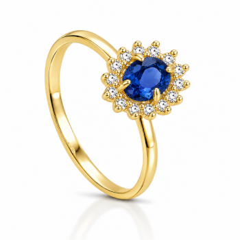 Anel pedra maior oval zirconia azul, zirconia cristal em volta 1430042 Anel pedra maior oval zirconia azul, zirconia cristal em volta 1430042