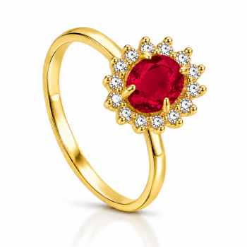 Anel pedra maior oval vermelho rubi, zirconia cristal em volta 1430049 Anel pedra maior oval vermelho rubi, zirconia cristal em volta 1430049
