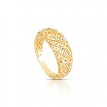Anel vazado zirconia cristal espalhada. 1435540
