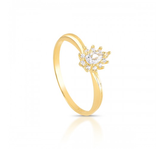 Anel gota cristal 9mm, zirconia cristal em volta. 1435560
