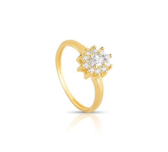 Anel oval cristal 10mm com zirconia cristal em volta. 1435570