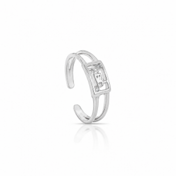 Anel infantil ABC aro vazado, zirconia cristal na lateral, prata. 340004