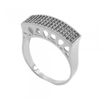 Anel retangular zirconia cristal, prata. 340016