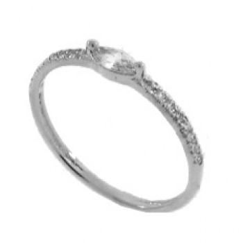 Anel solitario navete 6mm cristal zirconia cristal nas laterias, prata. 340040