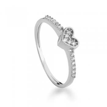 Anel chuveiro pequeno de coracao zirconia cristal, prata. 340060