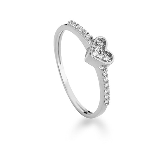 Anel chuveiro pequeno de coracao zirconia cristal, prata. 340060