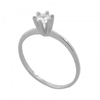 Anel Solitario 4mm zirconia cristal, prata. 340137