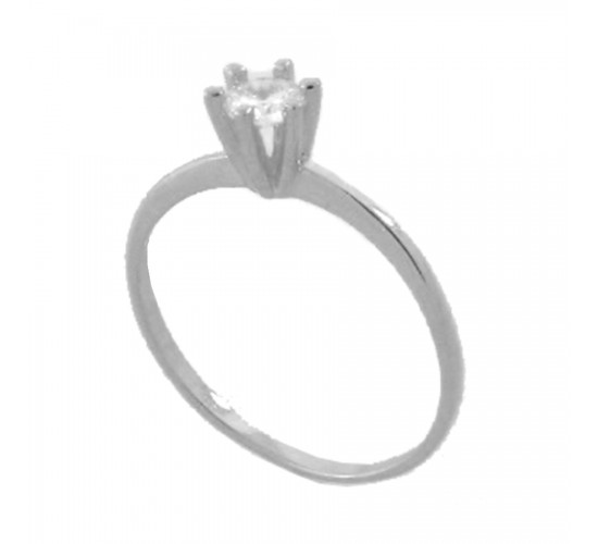 Anel Solitario 4mm zirconia cristal, prata. 340137