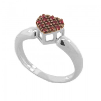 Anel chuveiro medio de coracao zirconia vermelha, prata. 340345
