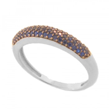 Anel pave fino zirconia azul, prata. 340398