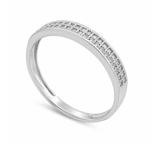 Anel meia alianca reta zirconia cristal, prata. 340405