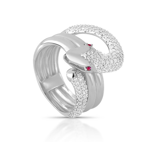 Anel cobra zirconia cristal, Prata. 340439