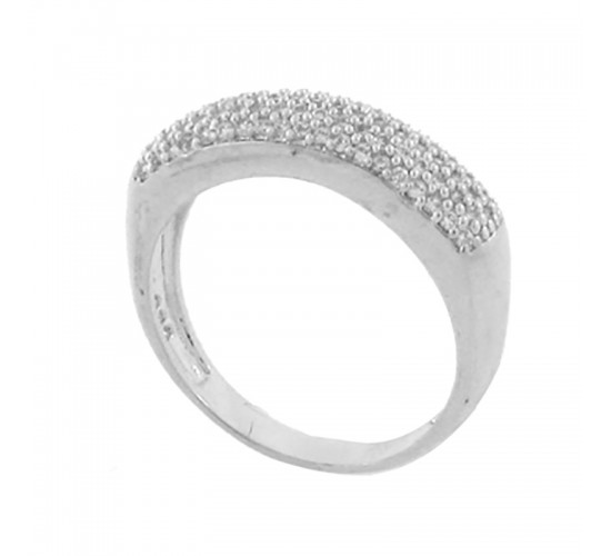 Anel pave media zirconia cristal, prata. 340563