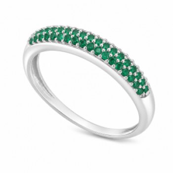 Anel meia alianca zirconia verde, prata. 340575