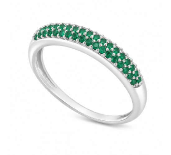 Anel meia alianca zirconia verde, prata. 340575