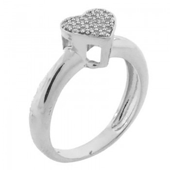 Anel coracao chuveiro zirconia cristal, prata. 340577