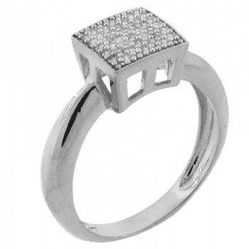 Anel chuveiro quadrado zirconia cristal, prata. 340590