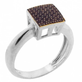Anel chuveiro quadrado zirconia negra, prata. 340596