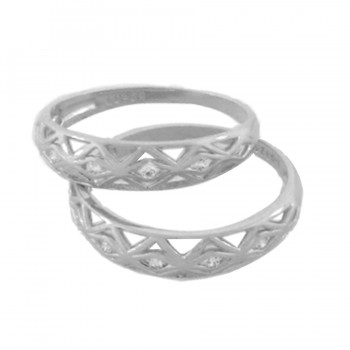 Anel aparador vazado zirconia cristal, prata. 340601