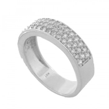 Anel alianca pave zirconia cristal, prata. 340613
