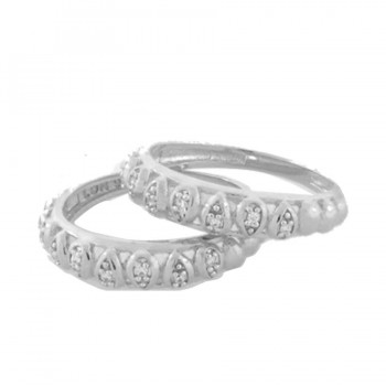 Anel aparador gomos zirconia cristal e lisa, prata. 340614