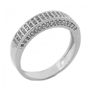 Anel zirconia cristal nas laterais e em cima, prata. 340631