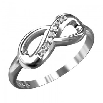 Anel infinito liso e zirconia cristal, prata. 340653