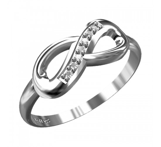 Anel infinito liso e zirconia cristal, prata. 340653