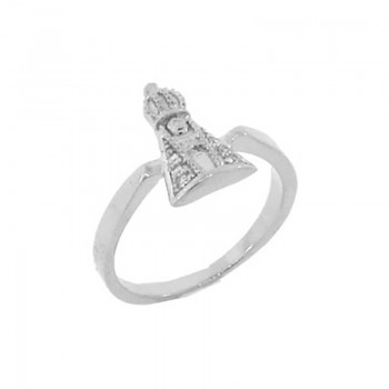 Anel Nossa Senhora Aparecida zirconia cristal, Prata. 340662