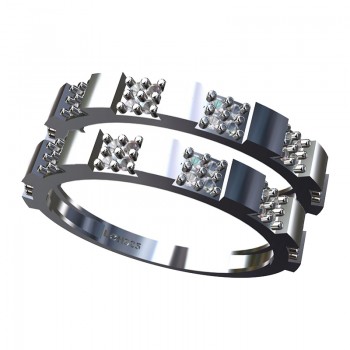 Anel aparador intercalado zirconia cristal e liso, prata. 340666