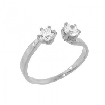 Anel de falange aberto com zirconia cristal nas pontas, prata. 340668
