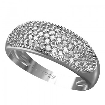 Anel alianca pave grossa zirconia cristal, prata. 340696