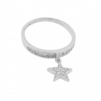 Anel aro zirconia cristal e estrela zirconia cristal pendurada, prata. 340702