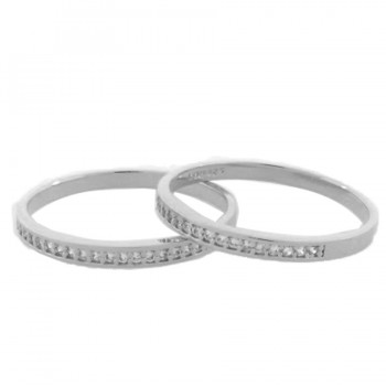 Anel aparador fino zirconia cristal com laterais lisa, prata. 340708