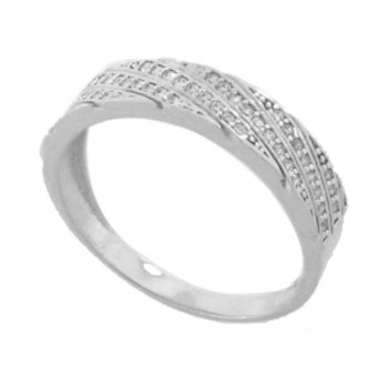 Anel intercalado zirconia cristal na diagonal, prata. 340779