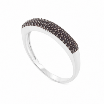 Anel pave reta media zirconia negra, prata. 340791