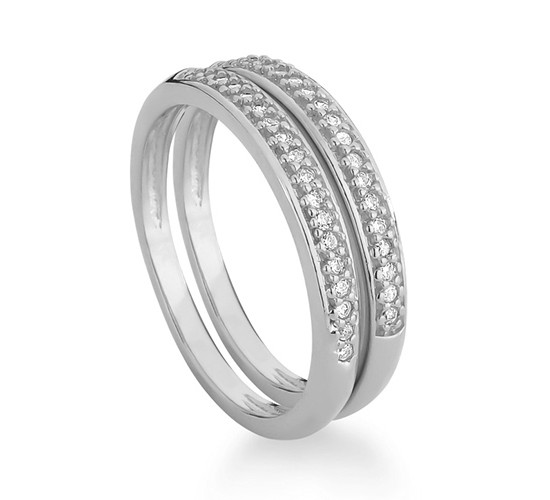 Anel aparador zirconia cristal, prata. 340795