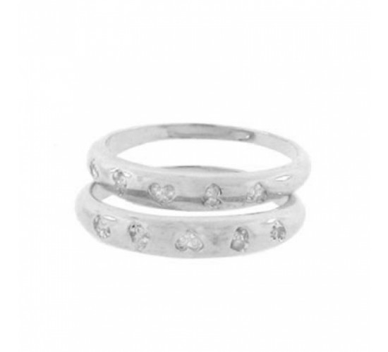Anel aparador coracoes pequenos zirconia cristal, prata. 340825