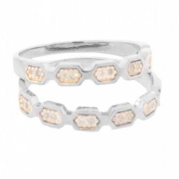 Anel aparador hexagono zirconia cristal, prata. 340841